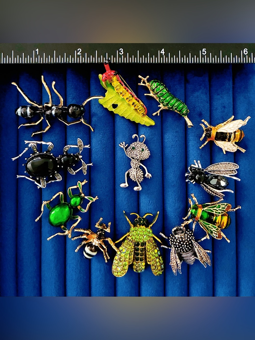 Lot 12 Rhinestone Enamel Insect Bug Fly Ant Brooch Pins Mixed Bug Jewelry